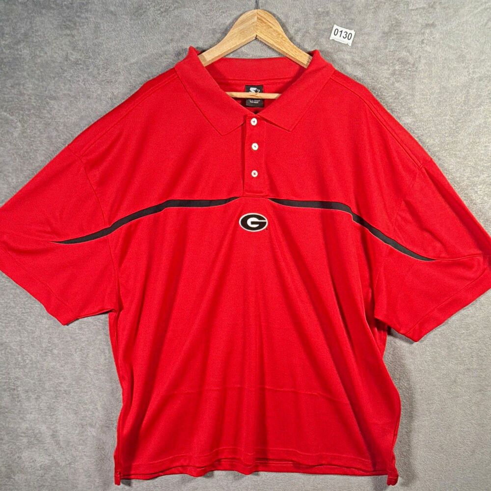Starter Georgia Bulldogs NCAA Mens Polo Shirt Red/Black Size 3XL